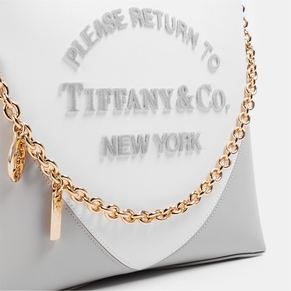 NEW TIFFANY Taupe / White Charm Tote Bag RTT - Picture 6 of 7